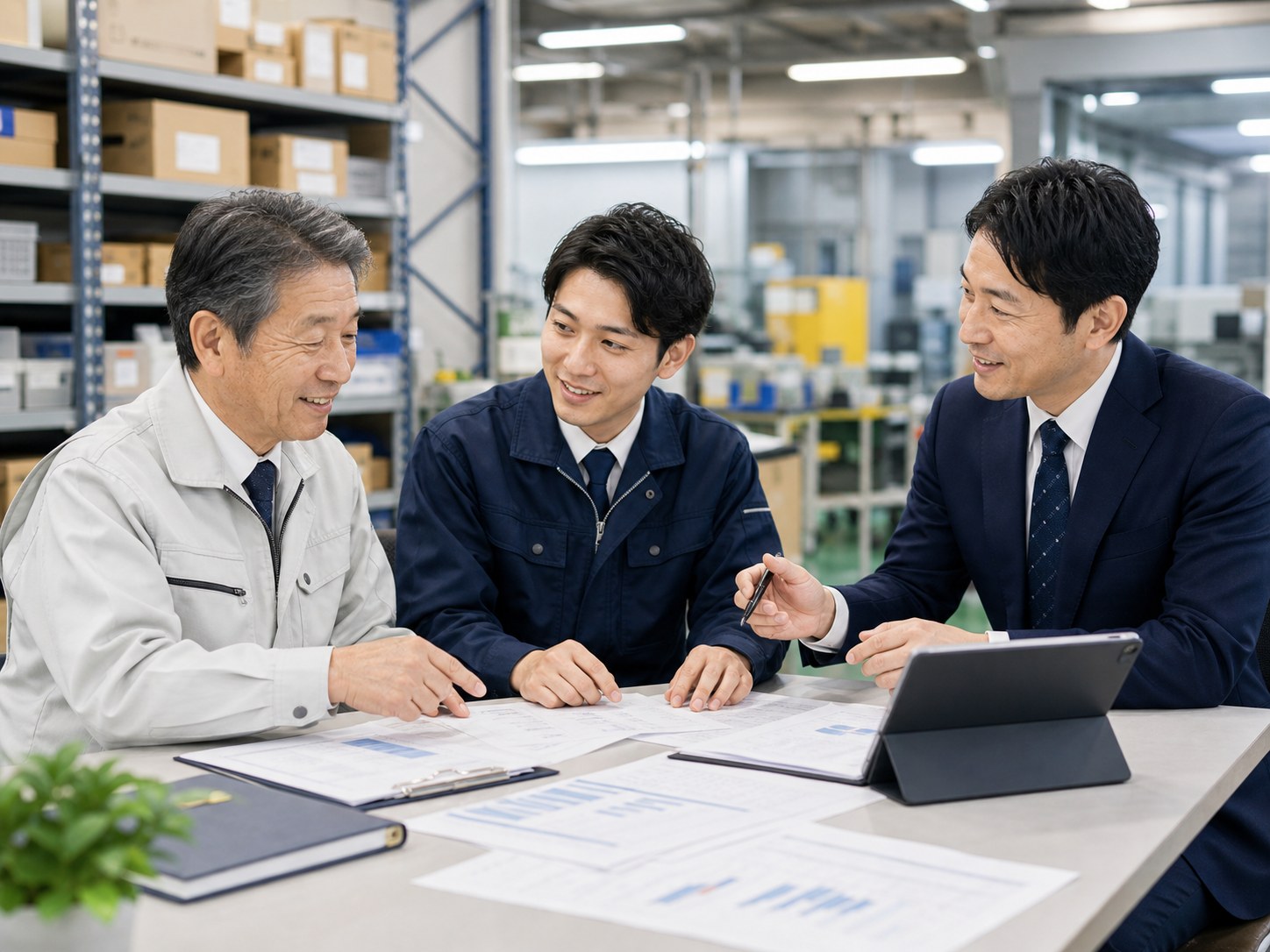 会社売却後の引き継ぎを見据えて確認する経営者とM&Aアドバイザー