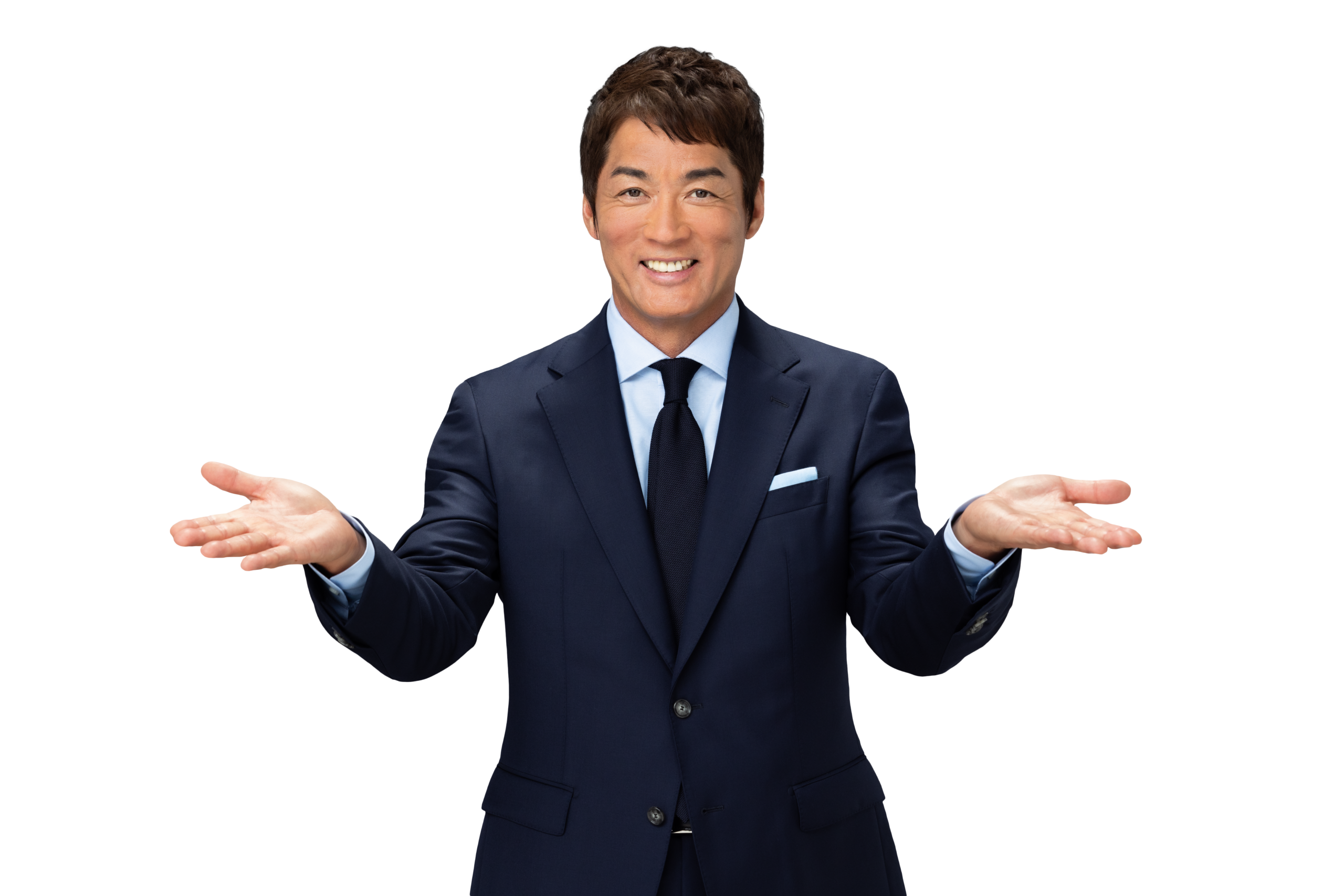 両手を開いて案内する長嶋一茂